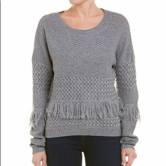 BB Dakota Sweaters - BB Dakota REVOLVE Gray Fringe Candace Sweater